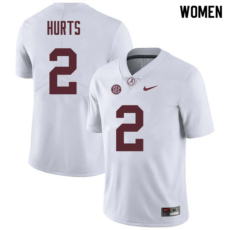 Women #2 Jalen Hurts Alabama Crimson Tide College Football Jerseys Sale-White
